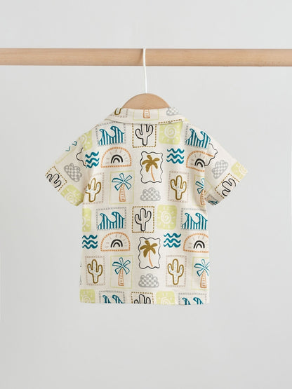 Neutral Palm Print Shirt and Shorts Baby Set (0mths-2yrs)