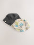 Grey Stampy Printed Woven Baby Bucket Hats 2 Pack - Grey Stampy Printed Woven / Up To 3 Months (50 - 62cm)