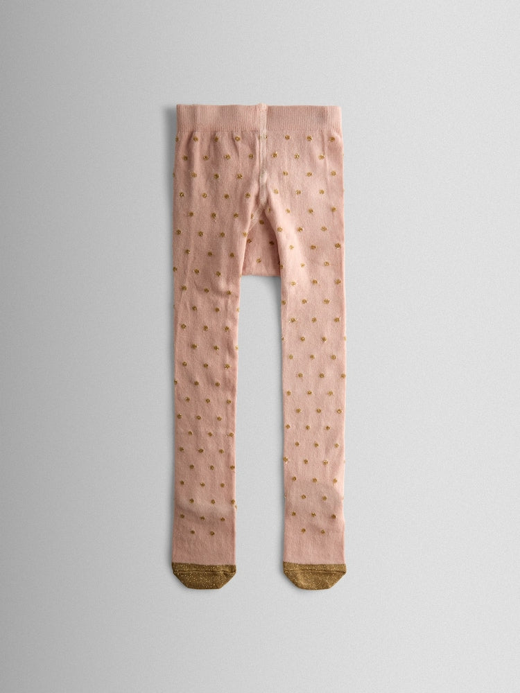 JoJo Maman Bébé Pink 2-Pack Glitter Cotton Rich Tights - Size Up To 6 Months (50 - 68cm)
