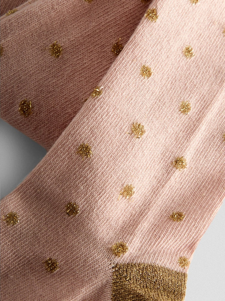 JoJo Maman Bébé Pink 2-Pack Glitter Cotton Rich Tights - Size Up To 6 Months (50 - 68cm)