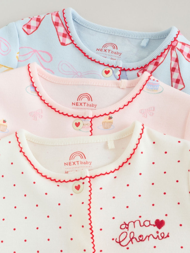 Blue/Pink Sleepsuits 3 Pack (0mths-2yrs)