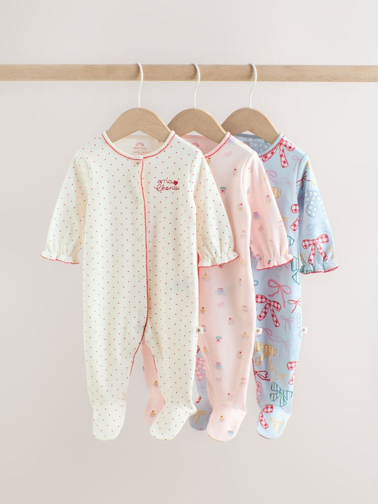 Blue/Pink Sleepsuits 3 Pack (0mths-2yrs)