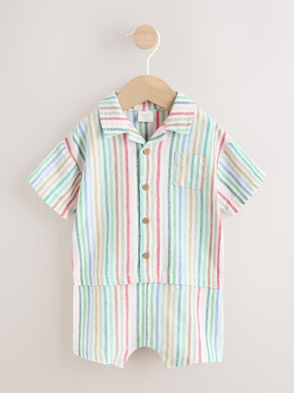 Bright Stripe Woven Baby Shirt Romper (0mths-2yrs) - 12-18 Months (80-86cm)