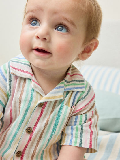 Bright Stripe Woven Baby Shirt Romper (0mths-2yrs)