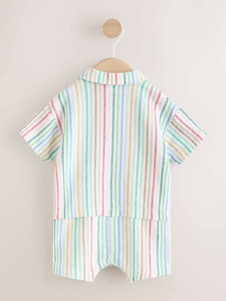 Bright Stripe Woven Baby Shirt Romper (0mths-2yrs)