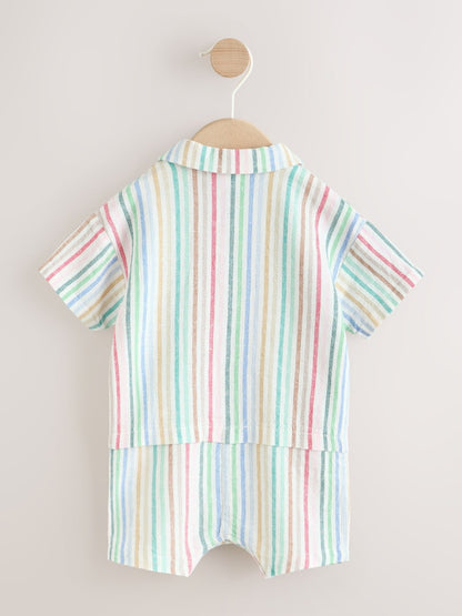 Bright Stripe Woven Baby Shirt Romper (0mths-2yrs)