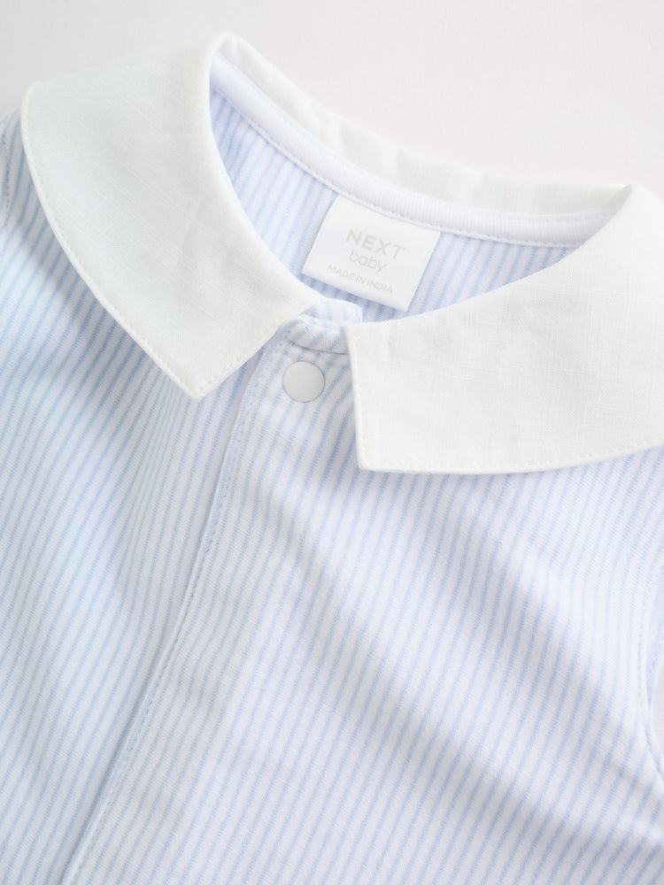 Blue Smart Collar Vest Jersey Baby Rompers 2 Pack