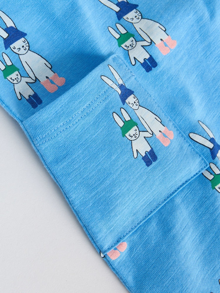 Blue/Ecru Printed Jersey Baby Rompers 3 Pack - Size 50cm (First Size)