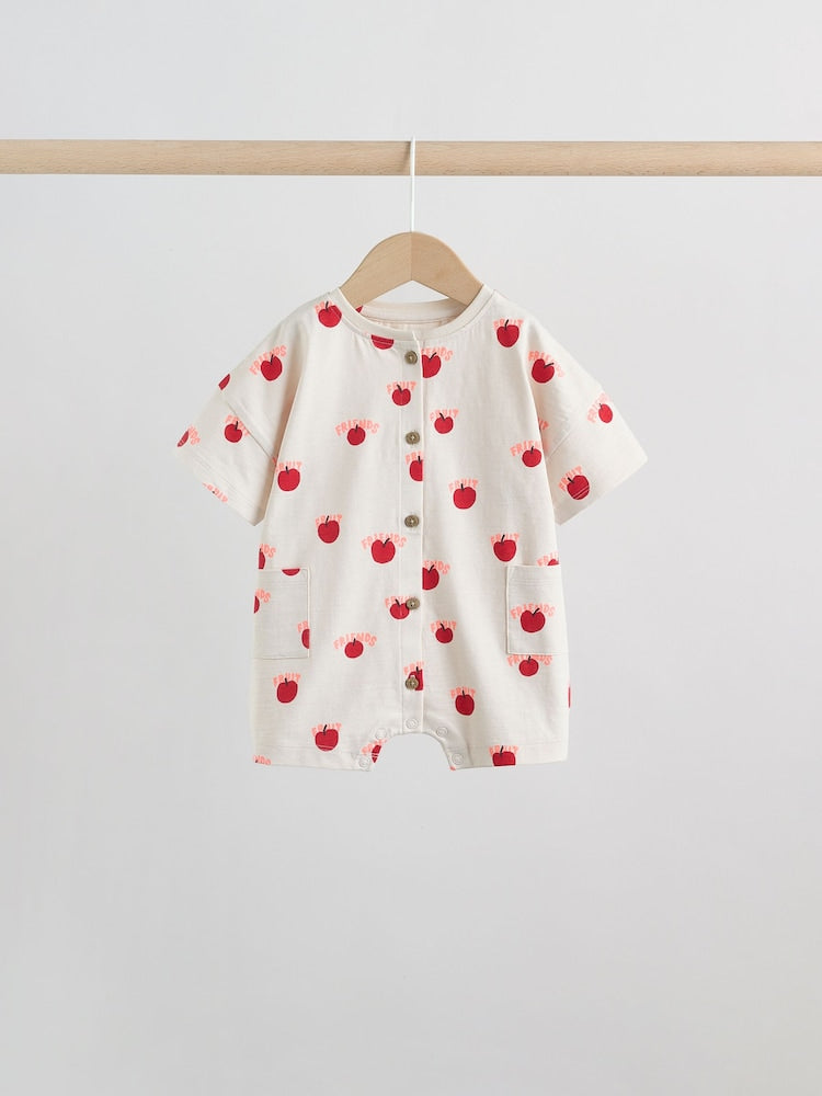 Blue/Ecru Printed Jersey Baby Rompers 3 Pack - Size 50cm (First Size)