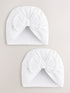 White Baby Turban 2 Pack (0-18mths) - Up To 3 Months (50 - 62cm)