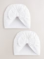 White Baby Turban 2 Pack (0-18mths) - Size 50cm (First Size)