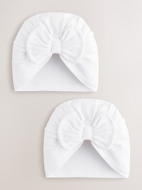 White Baby Turban 2 Pack (0-18mths) - Size 50cm (First Size)
