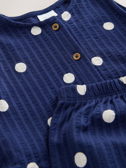 Navy Spot Peplum Vest and Shorts Set (3mths-7yrs)