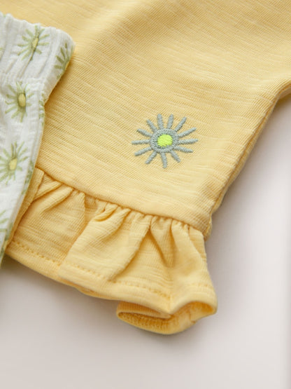 Yellow Flower Wide Leg Trousers Set (3mths-7yrs)
