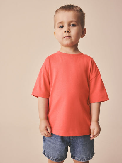 Coral Pink Short Sleeve Plain T-Shirt (3mths-7yrs) - Coral Pink / 12-18 Months (80-86cm)