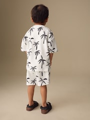 White/Black Palm Trees Short Sleeve All-Over Print T-Shirt and Shorts Set (3mths-7yrs) - Size 3-6 Months (62-68cm)
