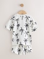White/Black Palm Trees Short Sleeve All-Over Print T-Shirt and Shorts Set (3mths-7yrs) - Size 3-6 Months (62-68cm)