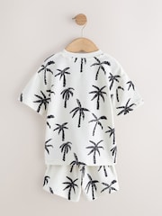 White/Black Palm Trees Short Sleeve All-Over Print T-Shirt and Shorts Set (3mths-7yrs) - Size 3-6 Months (62-68cm)