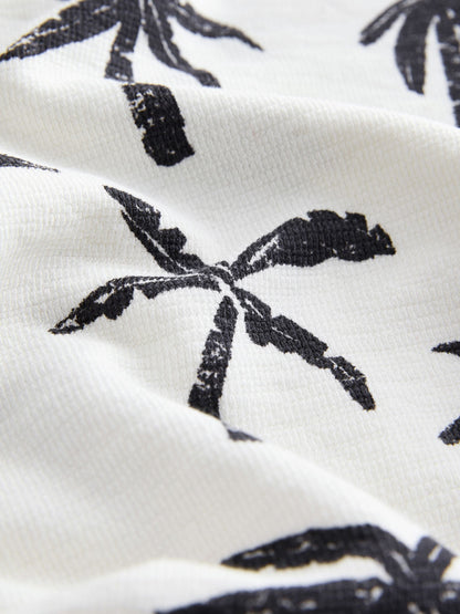 White/Black Palm Trees Short Sleeve All-Over Print T-Shirt and Shorts Set (3mths-7yrs) - Size 3-6 Months (62-68cm)