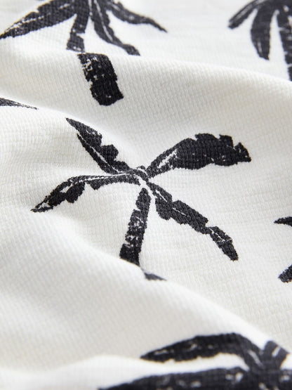 White/Black Palm Trees Short Sleeve All-Over Print T-Shirt and Shorts Set (3mths-7yrs) - Size 3-6 Months (62-68cm)