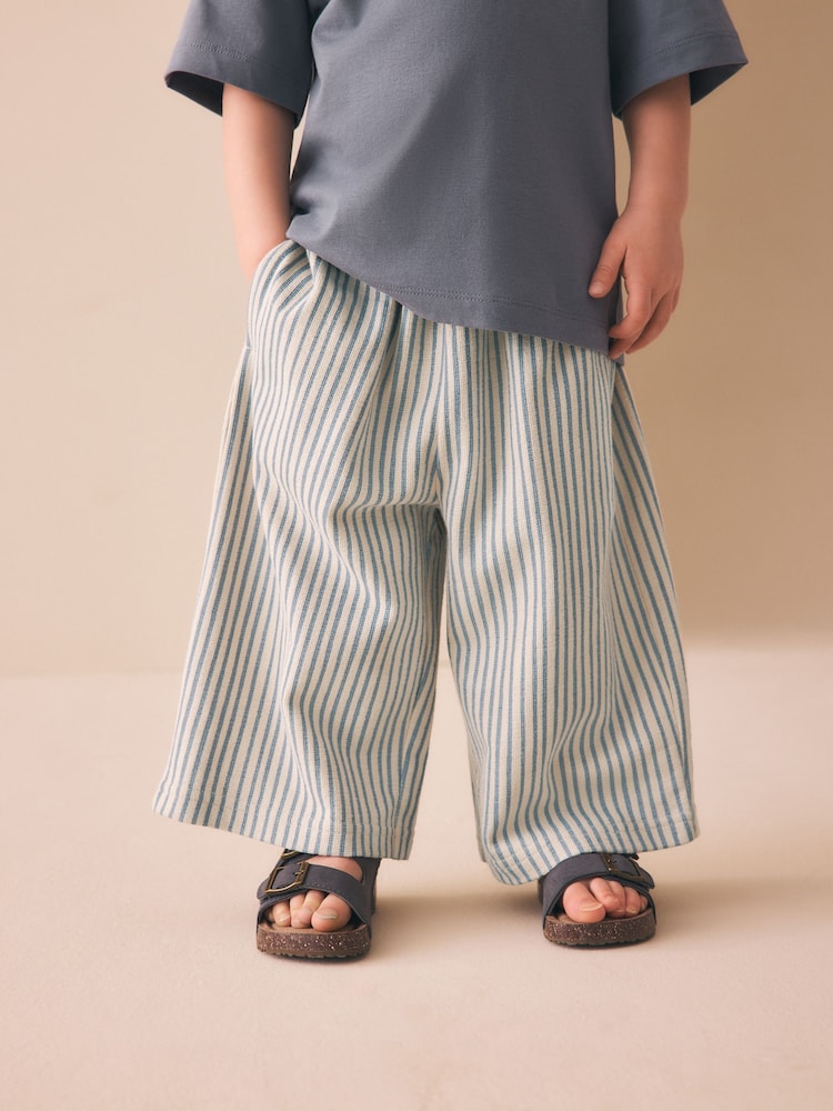 Blue/Ecru Stripe Textured Lightweight Joggers (3mths-7yrs) - Size 3-6 Months (62-68cm) - Blue/Ecru Stripe