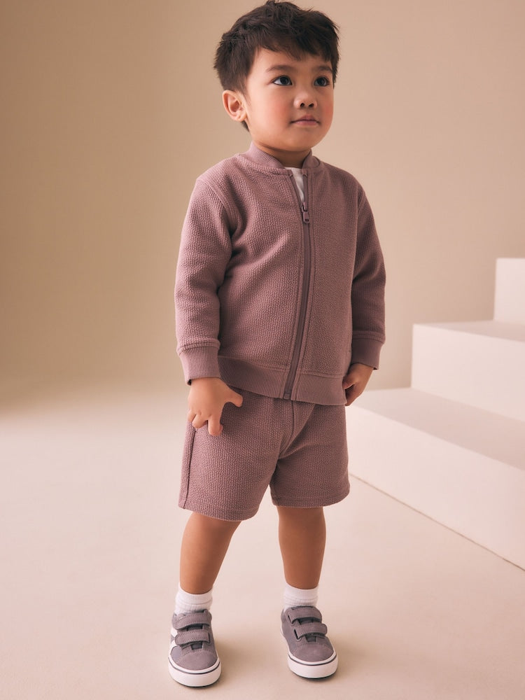 Dark Pink Jersey Bomber and Shorts Set (3mths-7yrs) - Dark Pink / 12-18 Months (80-86cm)