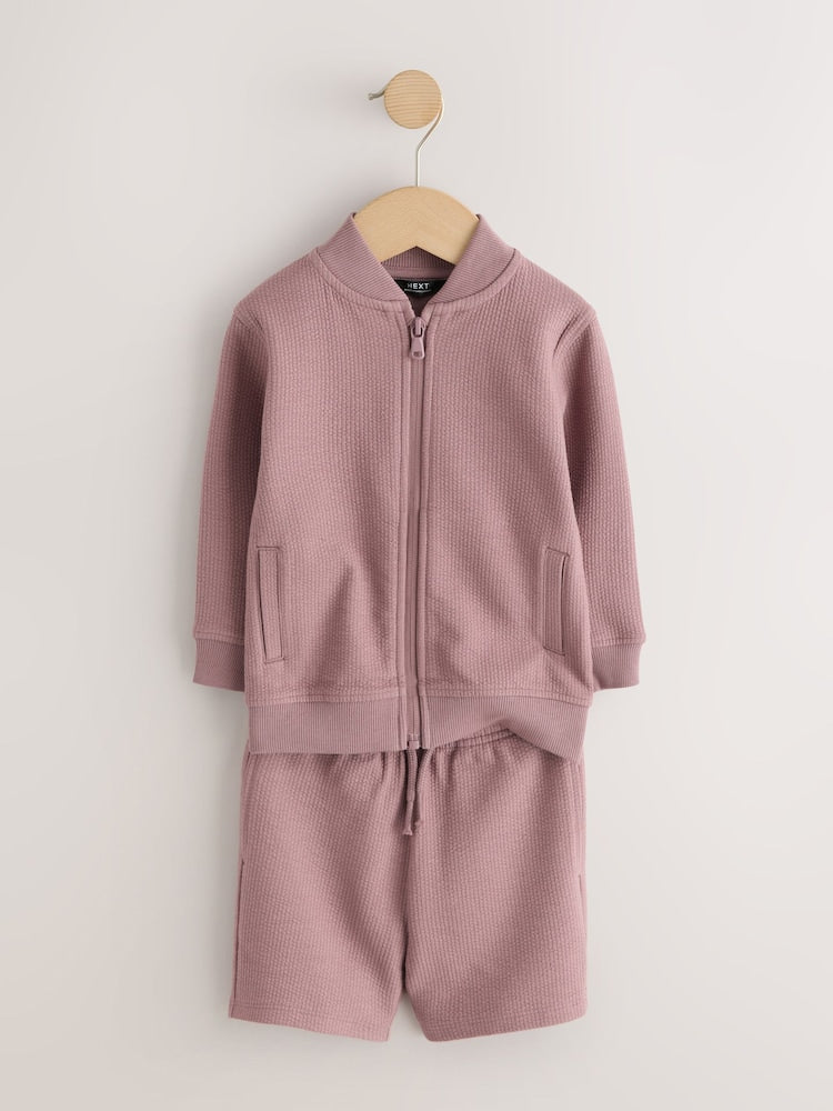 Dark Pink Jersey Bomber and Shorts Set (3mths-7yrs)