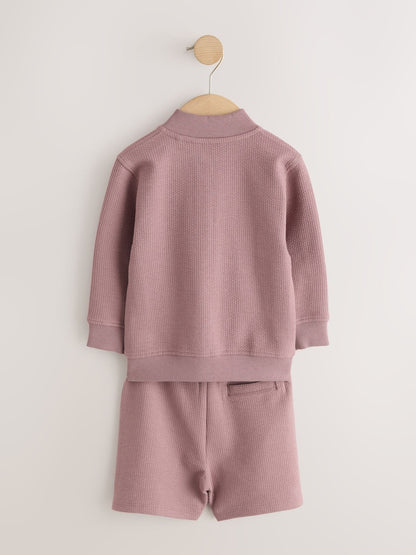 Dark Pink Jersey Bomber and Shorts Set (3mths-7yrs)