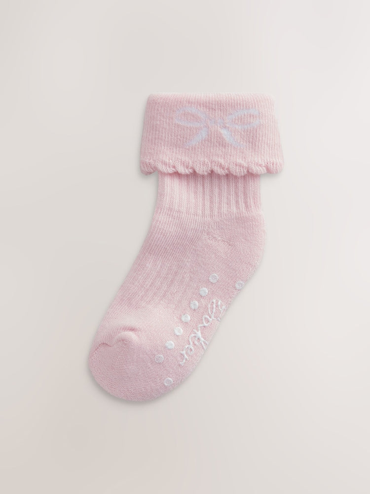 Baker by Ted Baker 3 Pack Baby Gripper Pink Socks