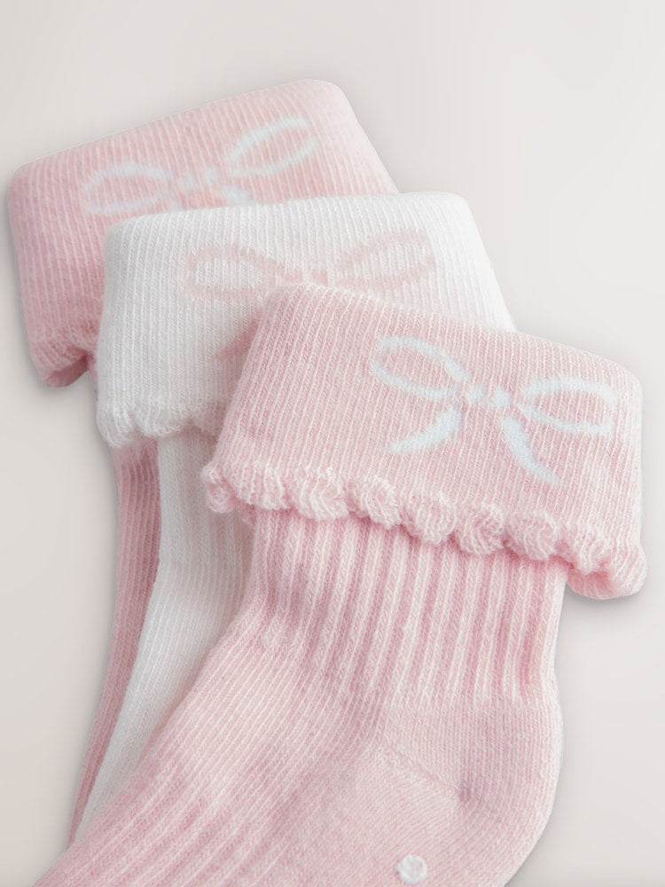 Baker by Ted Baker 3 Pack Baby Gripper Pink Socks