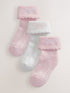 Baker by Ted Baker 3 Pack Baby Gripper Pink Socks