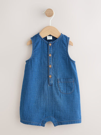 Navy Blue Jersey Baby Rompers (0mths-3yrs) - Navy Blue / 12-18 Months (80-86cm)
