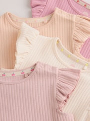 Pink Baby Short Sleeve Peplum T-Shirts 4 Pack (0mths-2yrs) - Size 50cm (First Size)