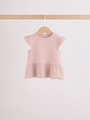 Pink Baby Short Sleeve Peplum T-Shirts 4 Pack (0mths-2yrs) - Size 50cm (First Size)