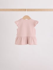 Pink Baby Short Sleeve Peplum T-Shirts 4 Pack (0mths-2yrs) - Size 50cm (First Size)