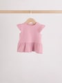 Pink Baby Short Sleeve Peplum T-Shirts 4 Pack (0mths-2yrs) - Size 50cm (First Size)