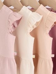 Pink Baby Short Sleeve Peplum T-Shirts 4 Pack (0mths-2yrs) - Size 50cm (First Size)