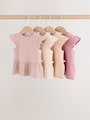 Pink Baby Short Sleeve Peplum T-Shirts 4 Pack (0mths-2yrs) - Size 50cm (First Size)