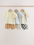 Grey/Blue Wave Print Tops and Shorts Baby Set 6 Piece (0mths-3yrs) - Grey/Blue Wave Print / 12-18 Months (80-86cm)