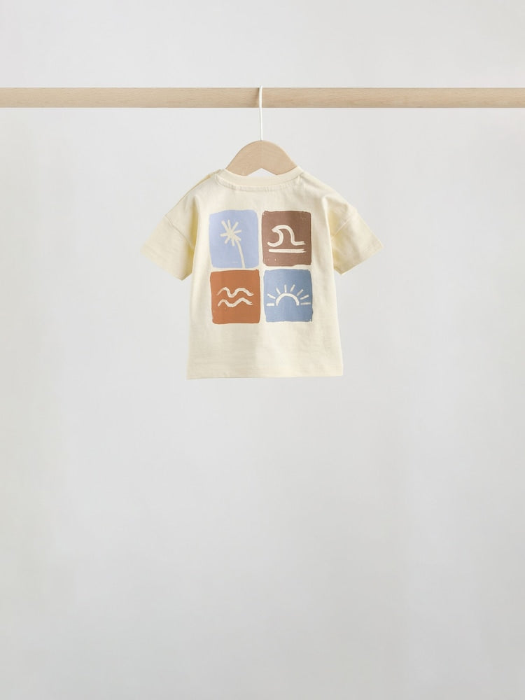 Grey/Blue Wave Print Tops and Shorts Baby Set 6 Piece (0mths-2yrs)