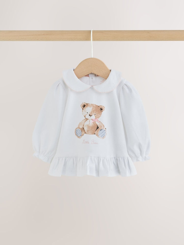White/Blue Bear Baby T-Shirt And Leggings 2 Piece Set (0mths-2yrs)