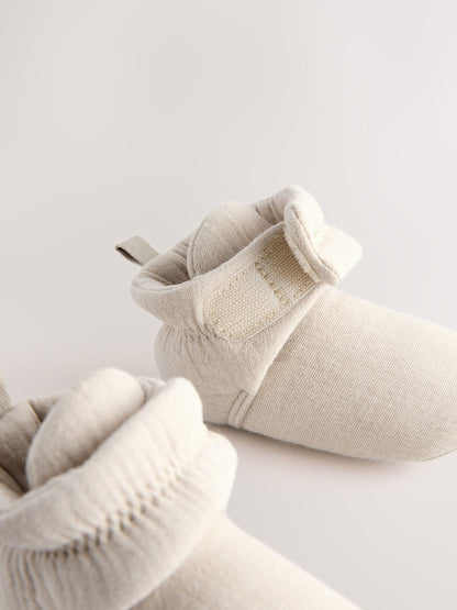 Neutral Muslin Wrap Baby Slipper Boots (0-18mths) - Size Up To 3 Months (50 - 62cm)