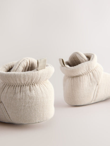 Neutral Muslin Wrap Baby Slipper Boots (0-18mths) - Size Up To 3 Months (50 - 62cm)