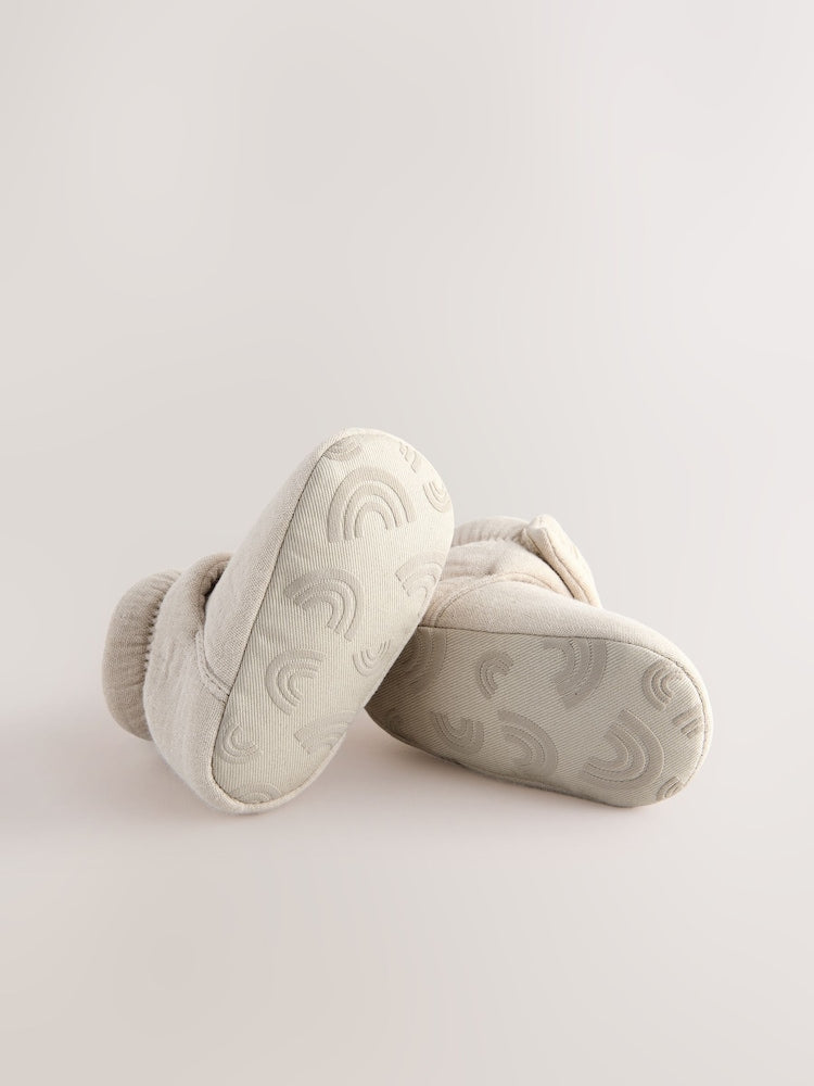 Neutral Muslin Wrap Baby Slipper Boots (0-18mths) - Size Up To 3 Months (50 - 62cm)
