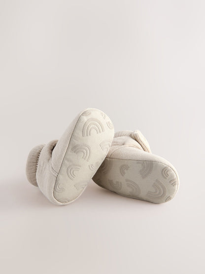 Neutral Muslin Wrap Baby Slipper Boots (0-18mths) - Size Up To 3 Months (50 - 62cm)