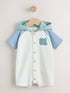 Blue "Little Man" Single Hooded Jersey Baby Rompers - 12-18 Months (80-86cm)