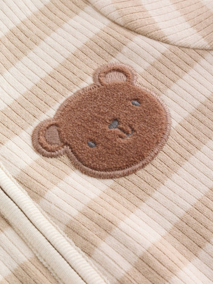 Brown Two Way Zip Baby Rompers 3 Pack (0mths-3yrs)