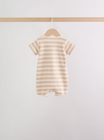 Brown Two Way Zip Baby Rompers 3 Pack (0mths-3yrs)