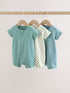 Green Two Way Zip Baby Rompers 3 Pack (0mths-3yrs) - 12-18 Months (80-86cm)
