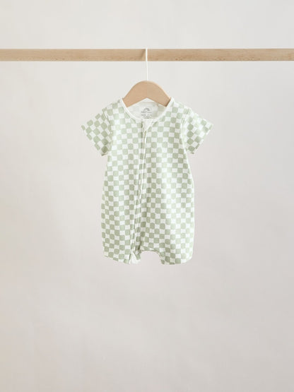 Green Two Way Zip Baby Rompers 3 Pack (0mths-3yrs)
